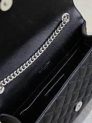 Fortok Saint Laurent Silver Hardware Envelope Quilted Grain De Poudre Embossed Leather Black 21×13×6cm - 4