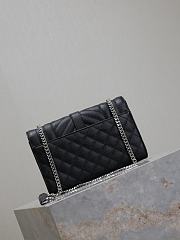 Fortok Saint Laurent Silver Hardware Envelope Quilted Grain De Poudre Embossed Leather Black 21×13×6cm - 2