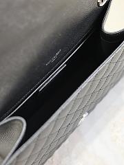 Fortok Saint Laurent Silver Hardware Envelope Quilted Grain De Poudre Embossed Leather Black 24×17.5×6cm - 6