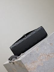 Fortok Saint Laurent Silver Hardware Envelope Quilted Grain De Poudre Embossed Leather Black 24×17.5×6cm - 2