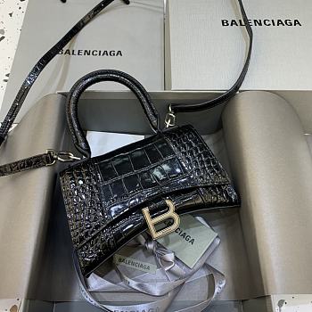Fortok Balenciaga Hourglass Small Black Crocodile Leather 19 x 8 x 11 cm