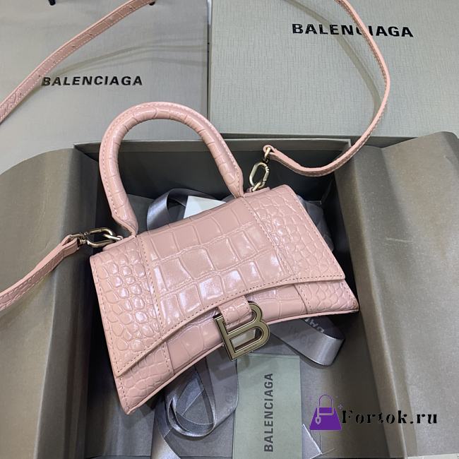Fortok Balenciaga Hourglass Small Pink Crocodile Leather 19 x 8 x 11 cm - 1