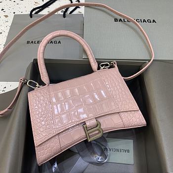 Fortok Balenciaga Hourglass Medium Pink Crocodile Leather 23-10-14cm