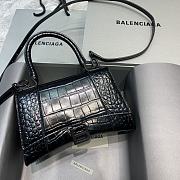 Fortok Balenciaga Hourglass Medium Full Black Crocodile Leather 23-10-14cm - 1