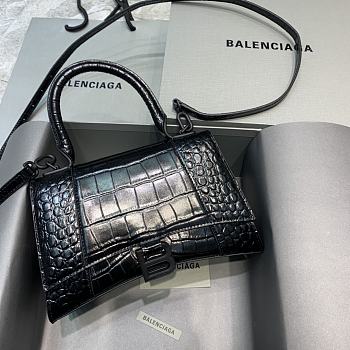 Fortok Balenciaga Hourglass Medium Full Black Crocodile Leather 23-10-14cm