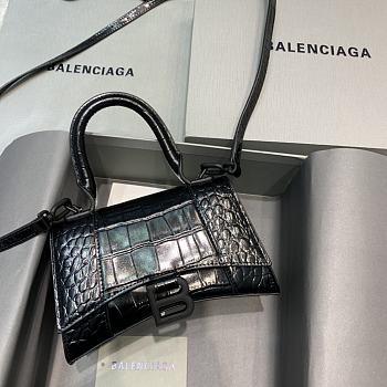 Fortok Balenciaga Hourglass Small Full Black Crocodile Leather 19 x 8 x 11 cm
