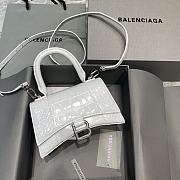 Fortok Balenciaga Hourglass Small White Silver Hardware  Crocodile Leather 19 x 8 x 11 cm - 1