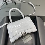 Fortok Balenciaga Hourglass Medium White Silver Hardware Crocodile Leather 23-10-14cm - 1