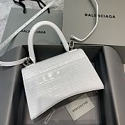 Fortok Balenciaga Hourglass Medium White Silver Hardware Crocodile Leather 23-10-14cm - 3