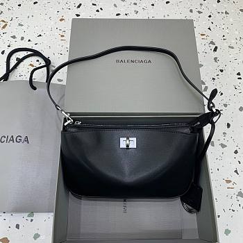 Balenciaga Women's Rodeo Sling Pochette Black Silver Hardware 22 x 13 x 5cm