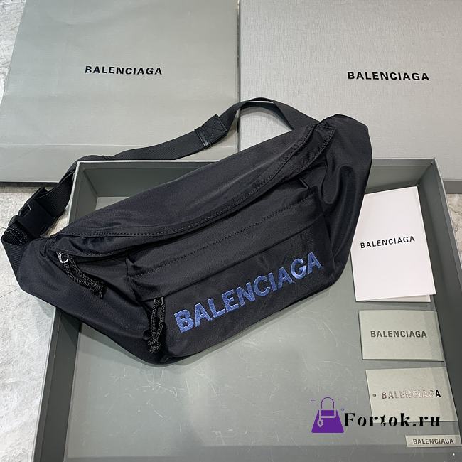 Fortok Balenciaga Belt Bag Black Wheel Logo Blue 23-5-20 cm - 1