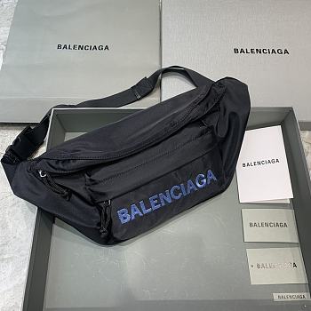 Fortok Balenciaga Belt Bag Black Wheel Logo Blue 23-5-20 cm