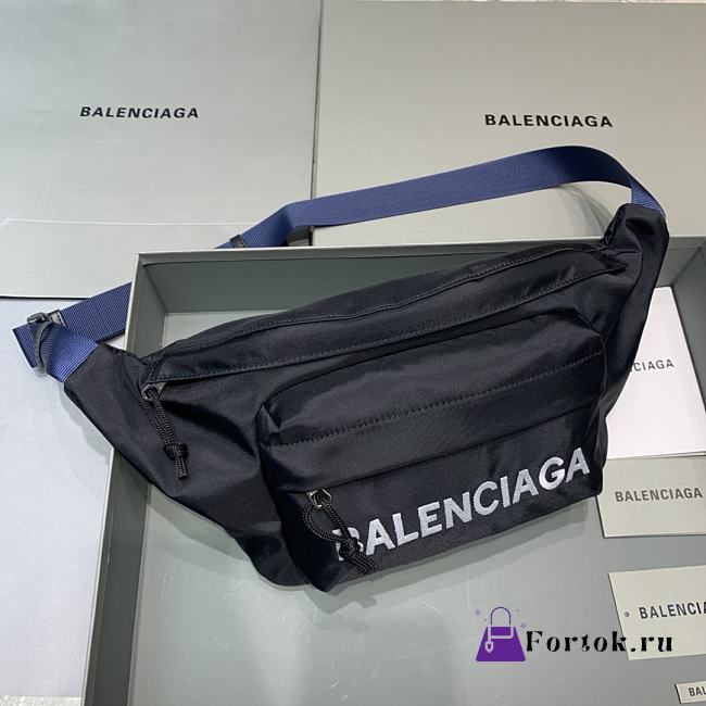 Fortok Balenciaga Belt Bag Black Wheel Logo White 23-5-20 cm - 1