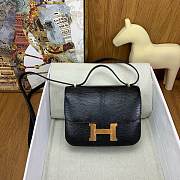 Fortok Hermes Constance shoulder bag in black Lizard leather 19 cm - 1