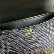 Fortok Hermes Constance shoulder bag in black Lizard leather 19 cm - 3