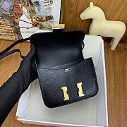Fortok Hermes Constance shoulder bag in black Lizard leather 19 cm - 6