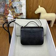 Fortok Hermes Constance shoulder bag in black Lizard leather 19 cm - 5