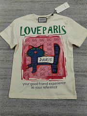 Fortok Gucci T-shirt Love Pari In White/ Beige/ Pink - 4