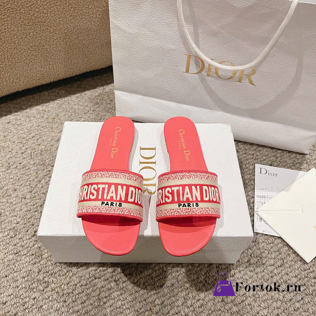 Fortok Dior Dway Slides Orange Pink  - 1