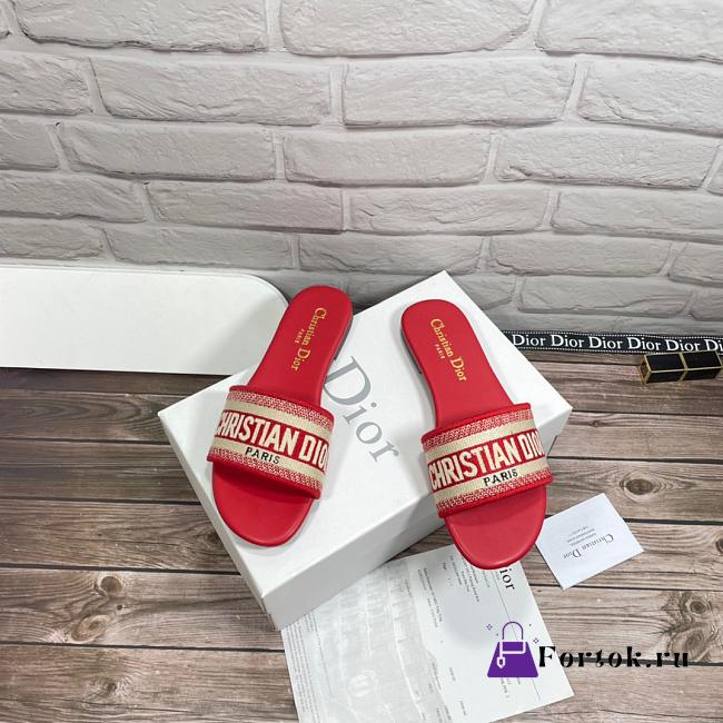 Fortok Dior Dway Slides Red  - 1
