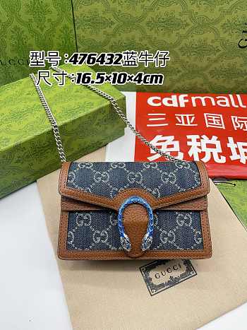 Fortok Gucci Dionysus Denim 16.5x 10x 4 cm