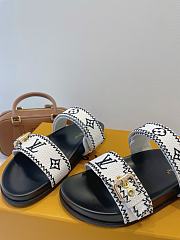 Fortok Louis Vuitton By The Pool Bom Dia Flat Comfort Mule Black And White - 6