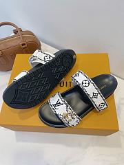 Fortok Louis Vuitton By The Pool Bom Dia Flat Comfort Mule Black And White - 4