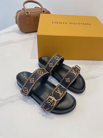 Fortok Louis Vuitton By The Pool Bom Dia Flat Comfort Mule Black
