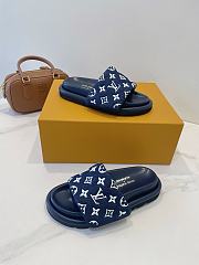 Fortok Louis Vuitton Pool Pillow Flat Comfort Mule Navy Blue - 4