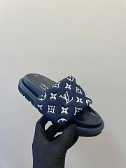 Fortok Louis Vuitton Pool Pillow Flat Comfort Mule Navy Blue - 5