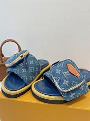 Fortok Louis Vuitton  x TM Pool Pillow Flat Comfort Mule Bleu 1AGUZN - 5