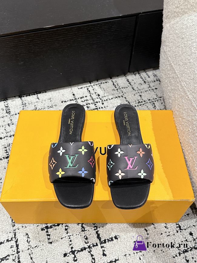 Fortok Louis Vuitton x x TM 6AM Flat Mule Noir 1AGVXM - 1