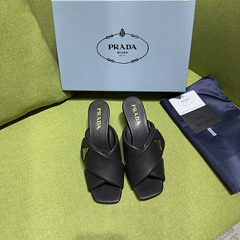 Fortok Prada Women's Black Leather Mules