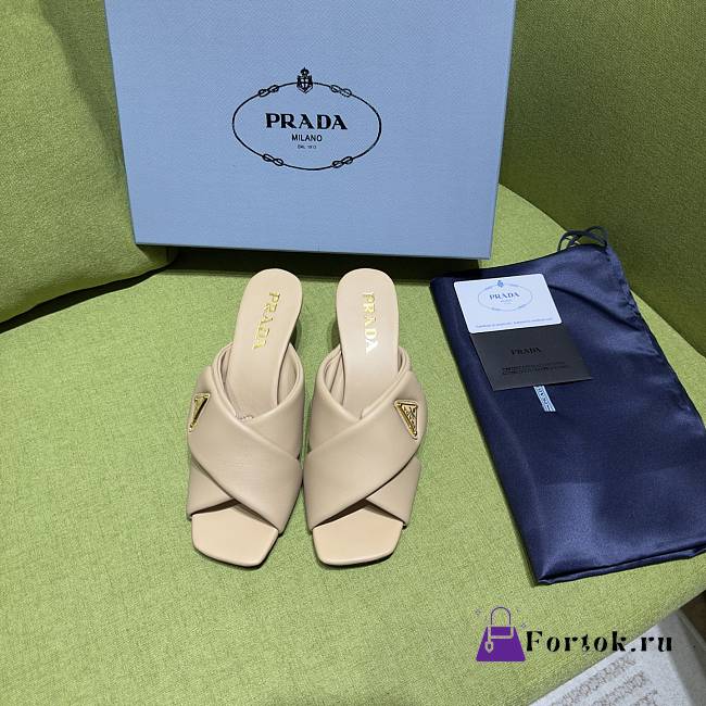 Fortok Prada Women's Beige Leather Mules - 1