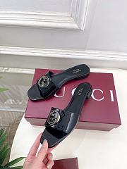 Fortok Gucci Women's Round Interlocking G sandal Black - 6