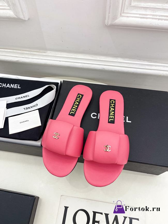 Fortok Chanel Slippers Pink - 1
