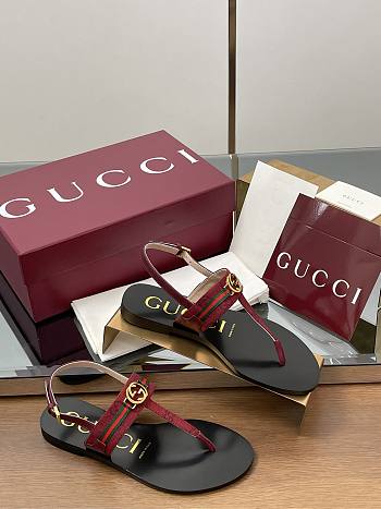 Fortok Gucci Women's Interlocking G Web sandal Gucci Rosso Ancora red