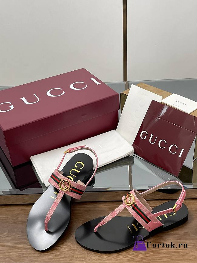 Fortok Gucci Women's Interlocking G Web sandal Gucci Pink - 1