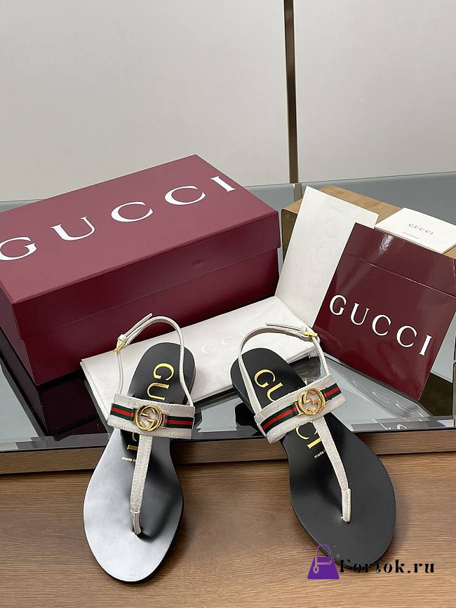 Fortok Gucci Women's Interlocking G Web sandal Gucci White - 1