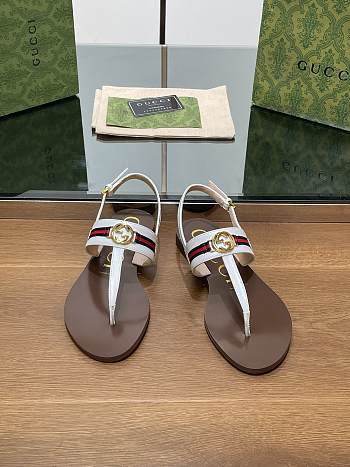 Fortok Gucci Women's Interlocking G Web sandal Ebony and White Original GG canvas