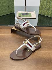 Fortok Gucci Women's Interlocking G Web sandal Ebony and White Original GG canvas - 3