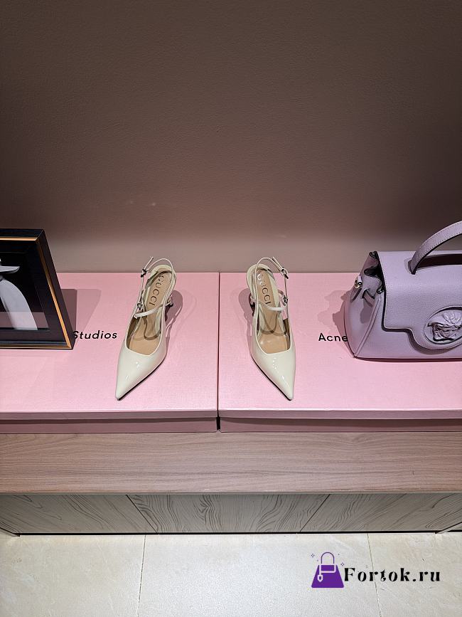 Fortok Gucci Pointed High Heels White 9.5 cm - 1