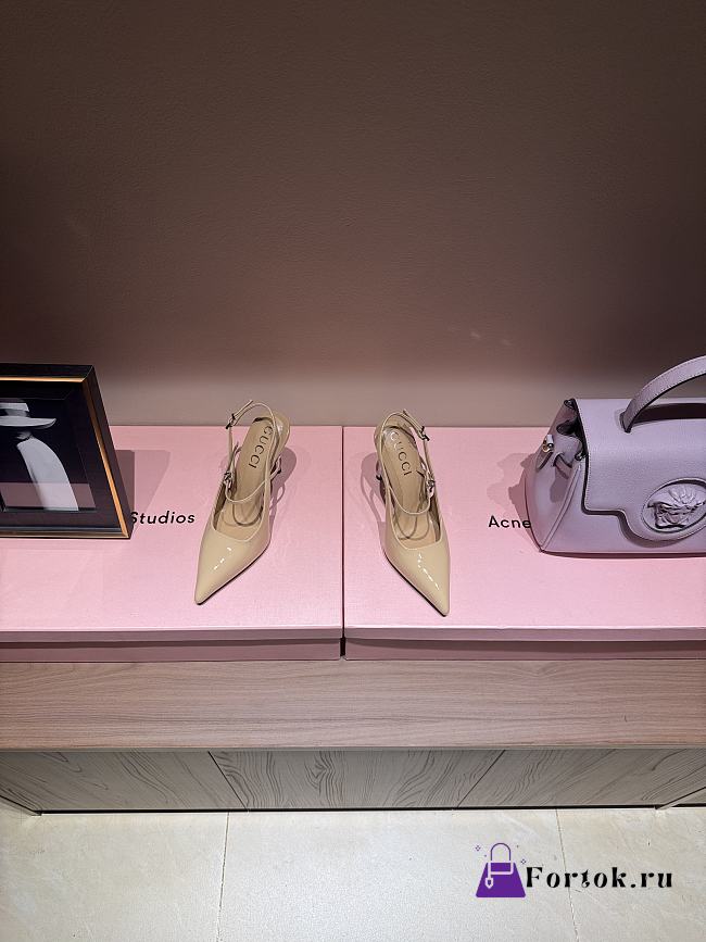 Fortok Gucci Pointed High Heels Beige 9.5 cm - 1