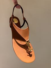 Fortok Saint Laurent YSL Flat Sandals Brown 1cm - 3