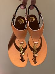 Fortok Saint Laurent YSL Flat Sandals Brown 1cm - 2