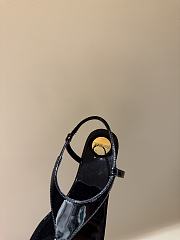 Fortok Saint Laurent YSL Flat Sandals Leather Black 1cm - 6