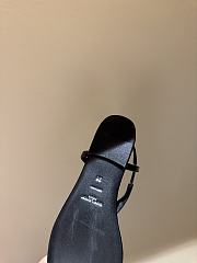 Fortok Saint Laurent YSL Flat Sandals Leather Black 1cm - 2