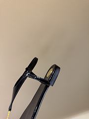 Fortok Saint Laurent YSL Flat Sandals Leather Black 1cm - 3