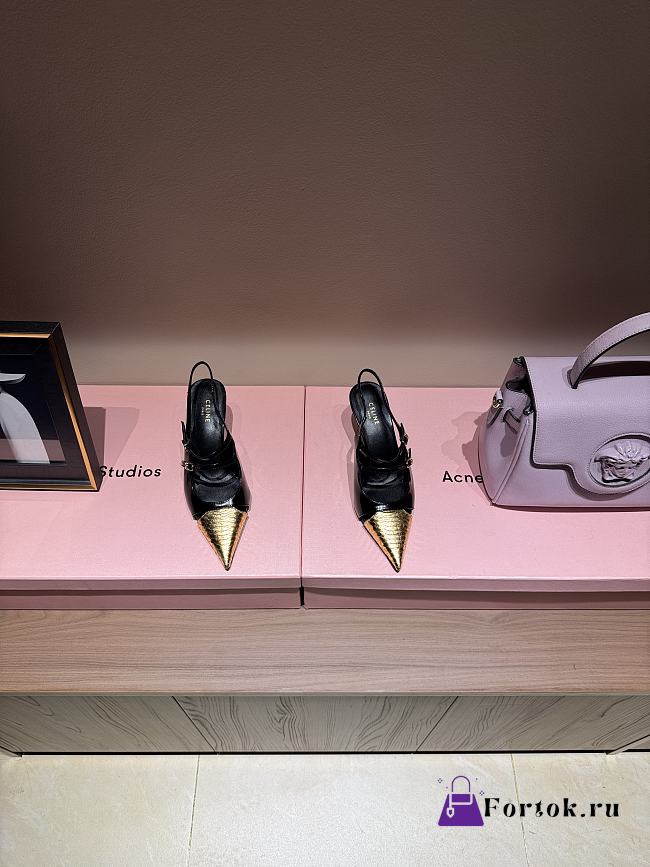 Fortok Celine High-heels golden pointed shoes black  - 1
