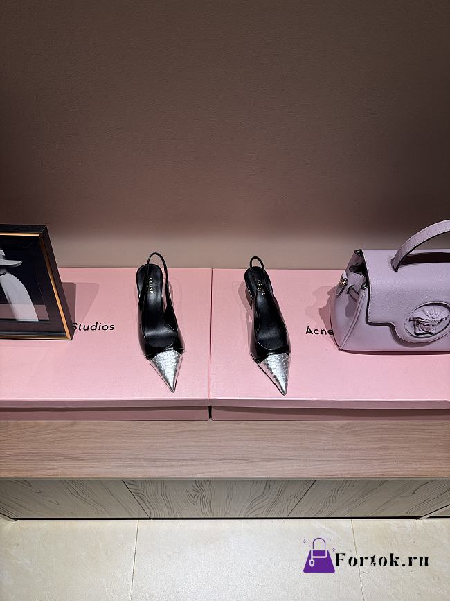 Fortok Celine High-heels Silver pointed shoes black  - 1